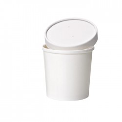 Pot à soupe en carton blanc 480 ml/ 16 Oz avec couvercle